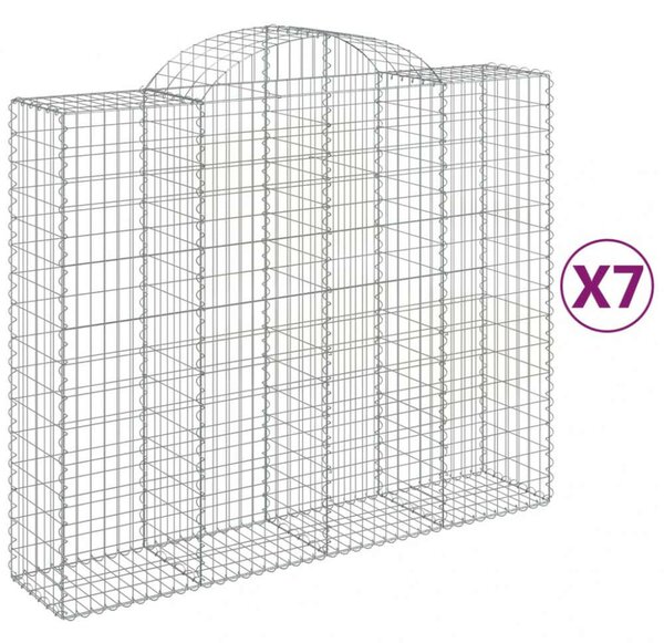 VidaXL 7 db íves horganyzott vas gabion kosár 200x50x160/180 cm