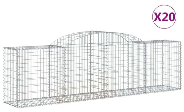 VidaXL 20 db íves horganyzott vas gabion kosár 300x50x80/100 cm