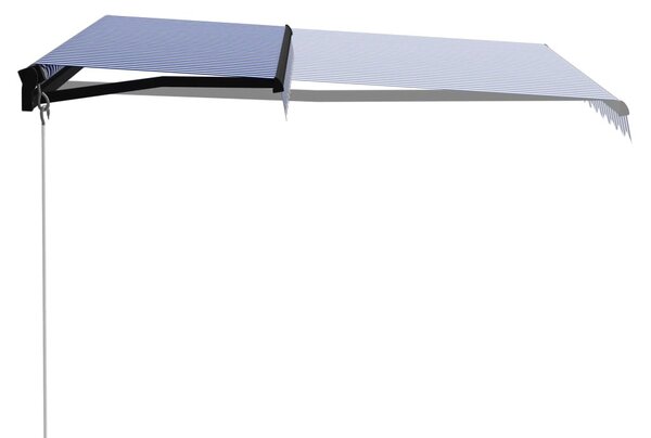 Kék és fehér kézzel kihúzható napellenző 350 x 250 cm