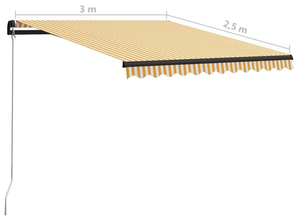 Sárga és fehér kézzel kihúzható napellenző 300 x 250 cm
