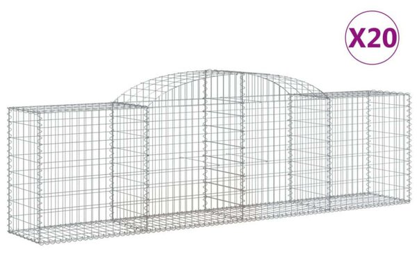 VidaXL 20 db íves horganyzott vas gabion kosár 300x50x80/100 cm