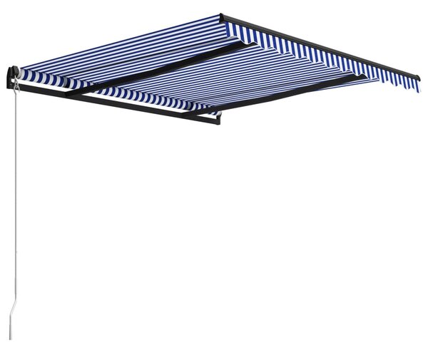 Kék és fehér kézzel kihúzható napellenző 350 x 250 cm