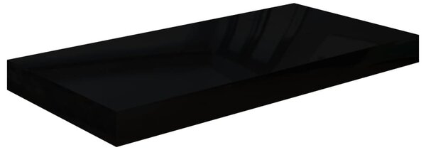 Magasfényű fekete MDF lebegő fali polc 50 x 23,5 x 3,8 cm