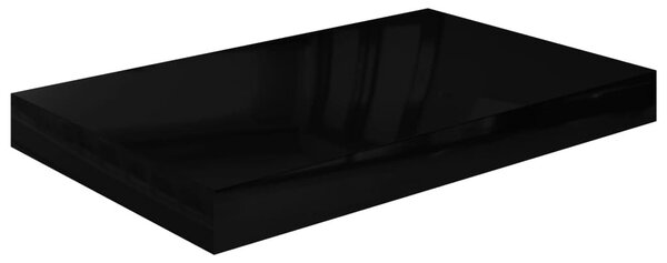 2 db magasfényű fekete MDF lebegő fali polc 40 x 23,5 x 3,8 cm