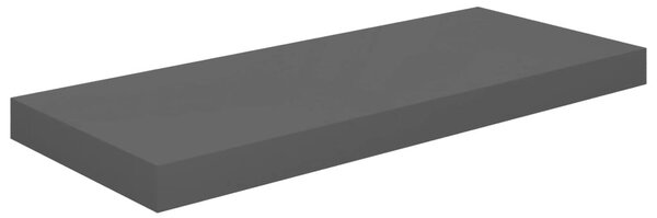 2 db magasfényű szürke MDF lebegő fali polc 60 x 23,5 x 3,8 cm