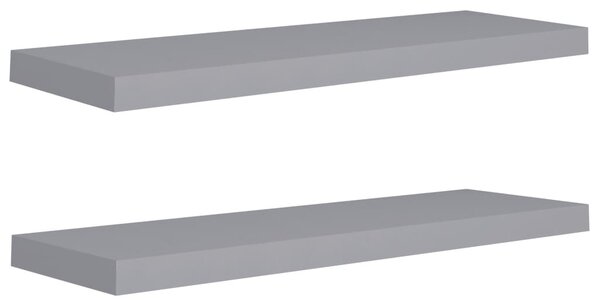 2 db szürke MDF lebegő fali polc 80 x 23,5 x 3,8 cm