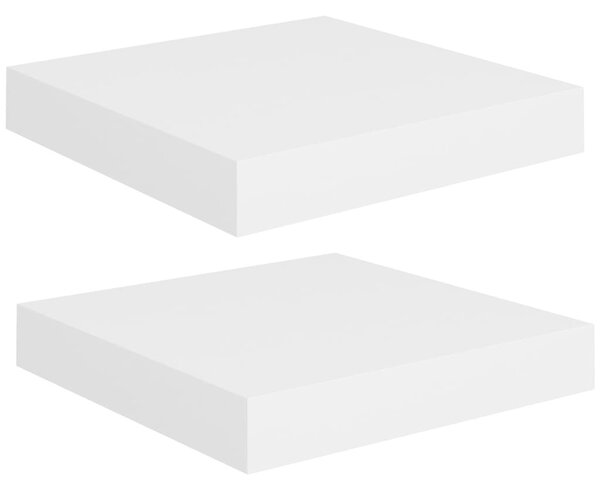 2 db fehér MDF lebegő fali polc 23 x 23,5 x 3,8 cm