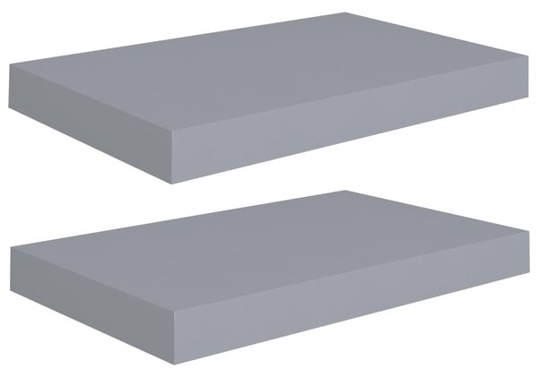 2 db szürke MDF lebegő fali polc 40 x 23 x 3,8 cm