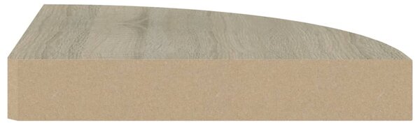 Tölgyszínű MDF lebegő sarokpolc 25 x 25 x 3,8 cm