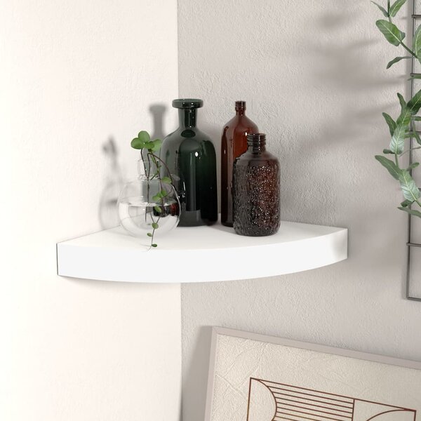 Fehér MDF lebegő sarokpolc 25 x 25 x 3,8 cm