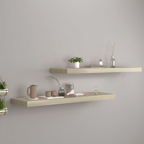 2 db kék MDF lebegő fali polc 90 x 23,5 x 3,8 cm