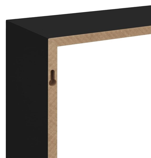3 db fekete MDF fali kockapolc