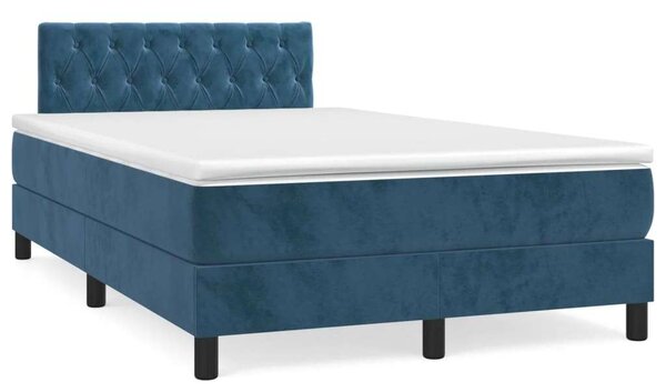 VidaXL Box spring ágy matraccal, sötétkék, 120x200 cm, bársony