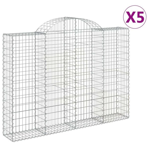 VidaXL 5 db íves horganyzott vas gabion kosár 200x30x140/160 cm