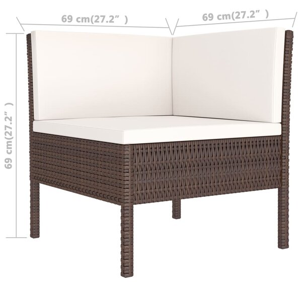 3 részes barna polyrattan kerti ülőgarnitúra párnákkal