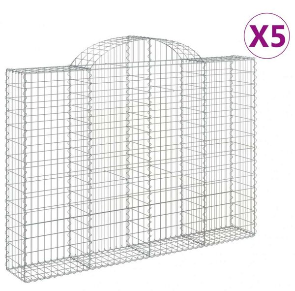 VidaXL 5 db íves horganyzott vas gabion kosár 200x30x140/160 cm