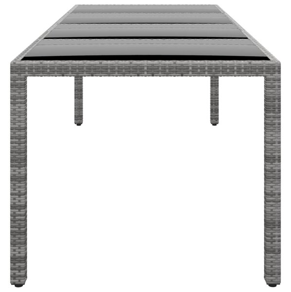 Szürke edzett üveg és polyrattan kerti asztal 250 x 100 x 75 cm