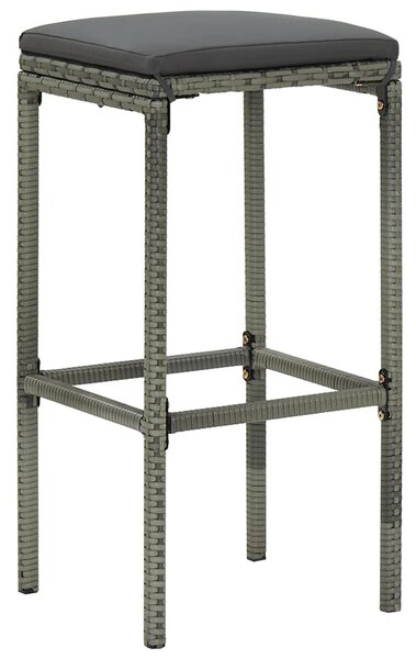 3 db szürke polyrattan bárszék párnával