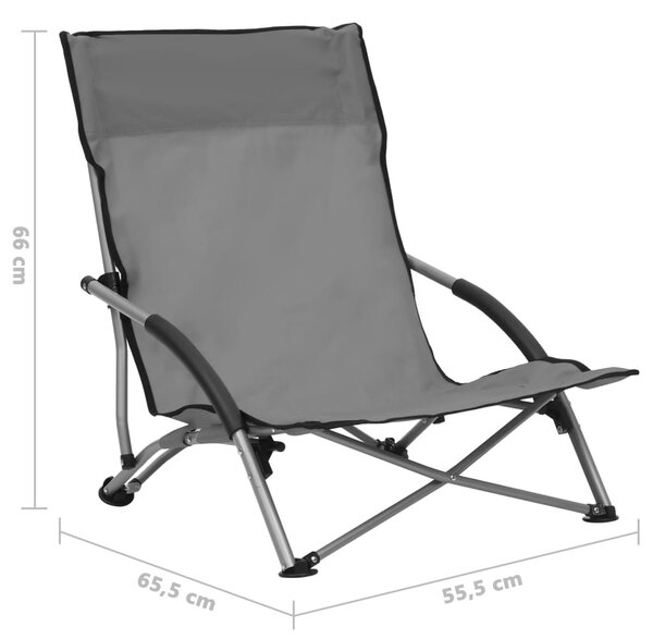 2 db összecsukható szürke szövet strandszék