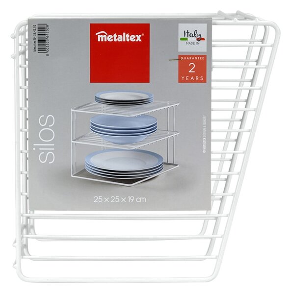 Fehér acél kiegészítő polc 25x25 cm Silos – Metaltex