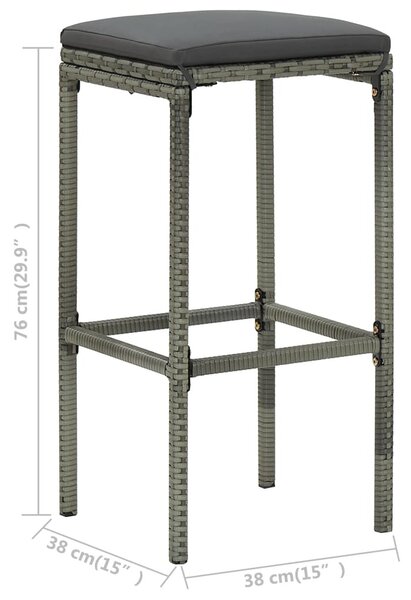 3 részes szürke polyrattan bárszett