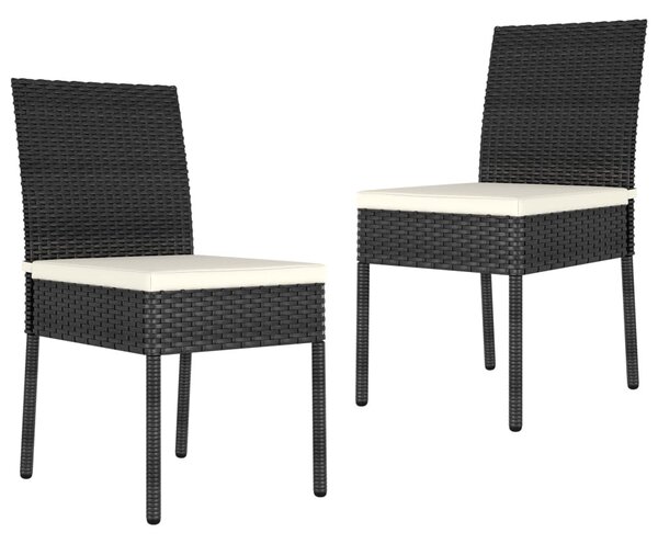 2 db fekete polyrattan kerti étkezőszék