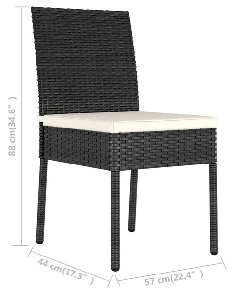 2 db fekete polyrattan kerti étkezőszék