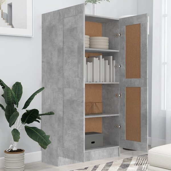 Betonszürke szerelt fa könyvszekrény 82,5 x 30,5 x 150 cm