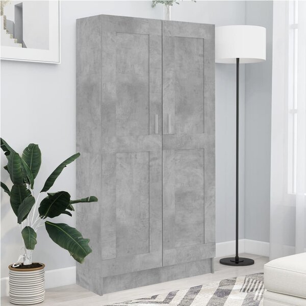 Betonszürke szerelt fa könyvszekrény 82,5 x 30,5 x 150 cm