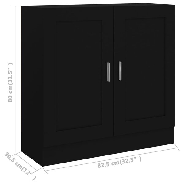 Fekete szerelt fa könyvszekrény 82,5 x 30,5 x 80 cm