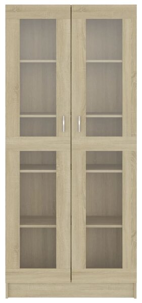 Sonoma tölgy színű szerelt fa vitrinszekrény 82,5x30,5x185,5 cm