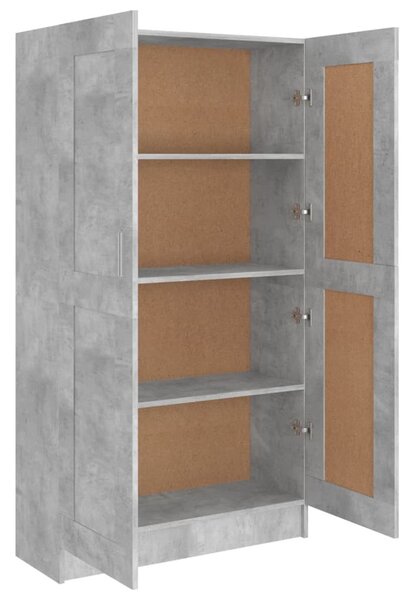 Betonszürke szerelt fa könyvszekrény 82,5 x 30,5 x 150 cm