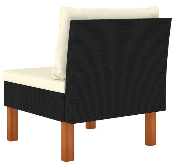 3 részes polyrattan és tömör eukaliptuszfa kerti ülőgarnitúra