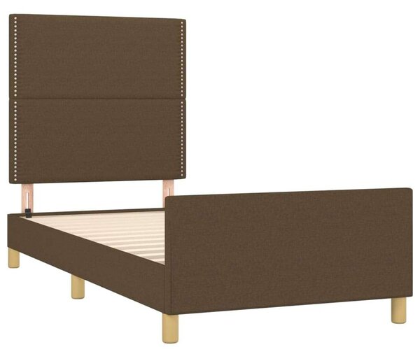VidaXL sötétbarna szövet ágykeret fejtámlával 90 x 200 cm