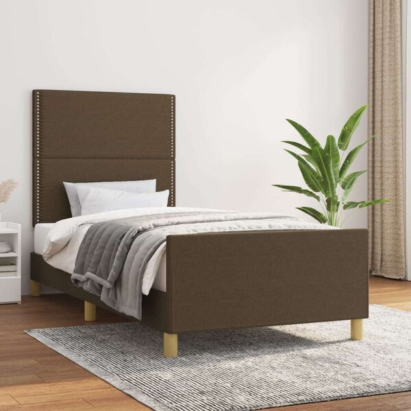 VidaXL sötétbarna szövet ágykeret fejtámlával 90 x 200 cm