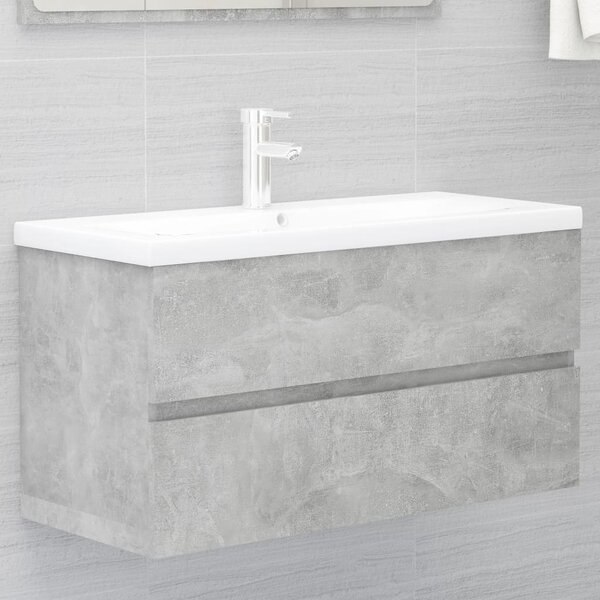 Betonszürke szerelt fa mosdószekrény 90 x 38,5 x 45 cm