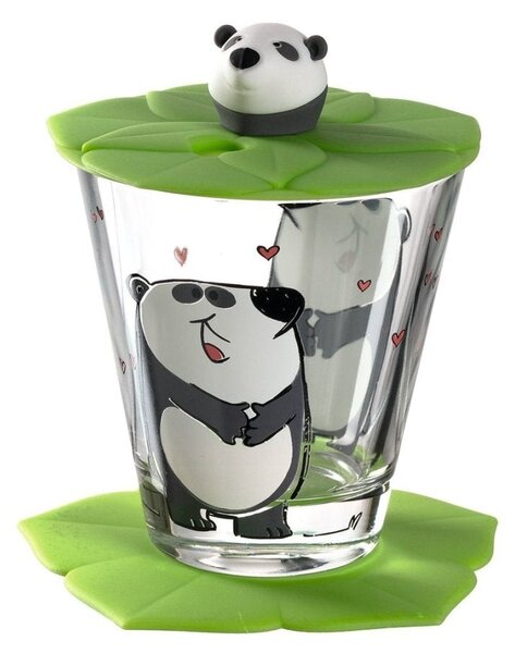 LEONARDO BAMBINI pohár fedővel és alátéttel, panda