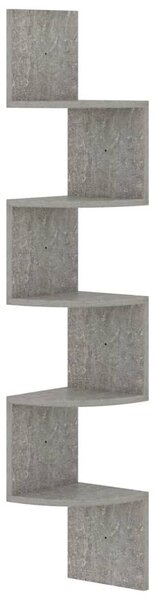Betonszürke szerelt fa fali sarokpolc 19 x 19 x 123 cm