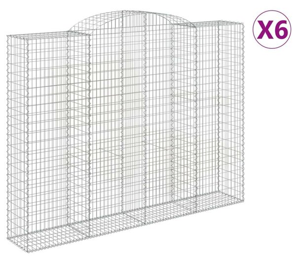VidaXL 6 db íves horganyzott vas gabion kosár 300x50x220/240 cm