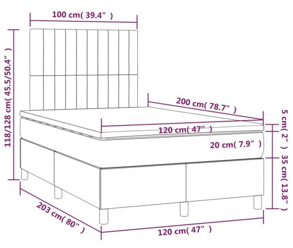 VidaXL krémszínű szövet rugós ágy matraccal 120 x 200 cm