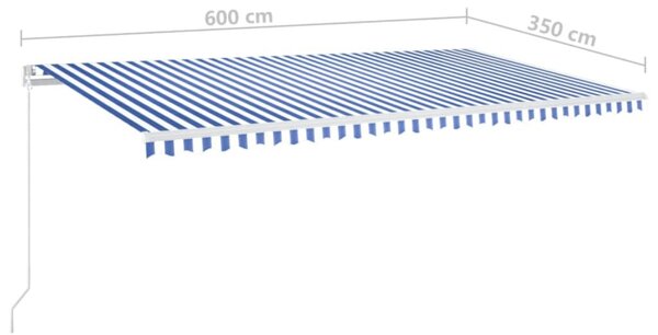 Kék és fehér kézi napellenző 600 x 350 cm