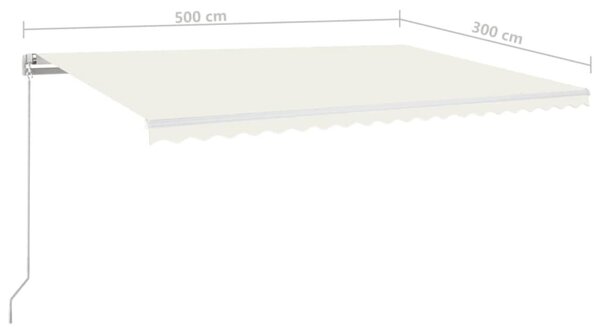 Krémszínű kézzel kihúzható napellenző 500 x 300 cm