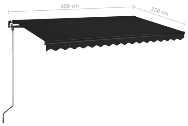 Antracitszürke kézzel kihúzható LED-es napellenző 400 x 350 cm