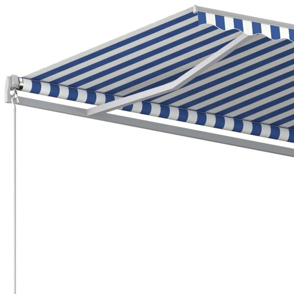 Kék és fehér kézi napellenző 600 x 350 cm