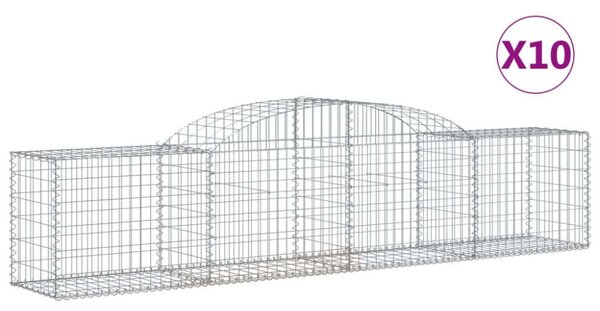 VidaXL 10 db íves horganyzott vas gabion kosár 300x50x60/80 cm
