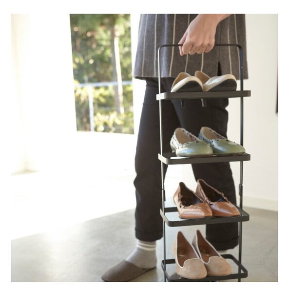 Fekete fém cipőtartó állvány Tower Shoe Rack – YAMAZAKI
