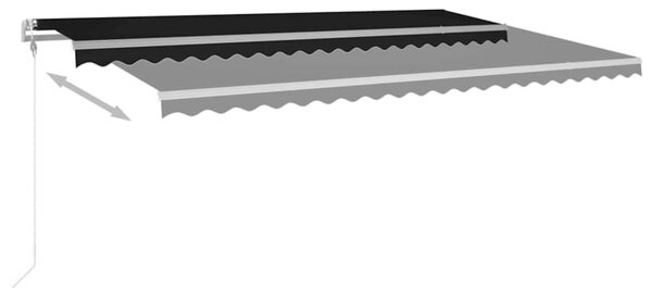 Antracitszürke szélérzékelős és LED-es napellenző 500x300 cm
