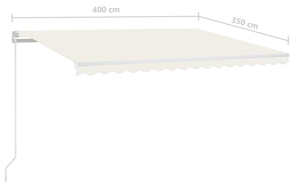 Krémszínű kézzel kihúzható napellenző 400 x 350 cm