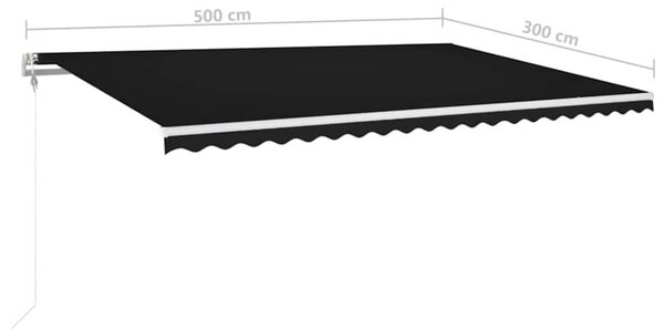 Antracitszürke szélérzékelős és LED-es napellenző 500x300 cm