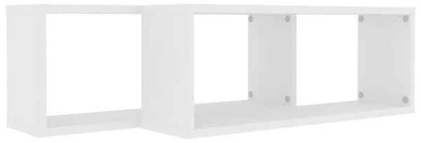 2 db fehér szerelt fa négyszögű fali polc 60 x 15 x 23 cm